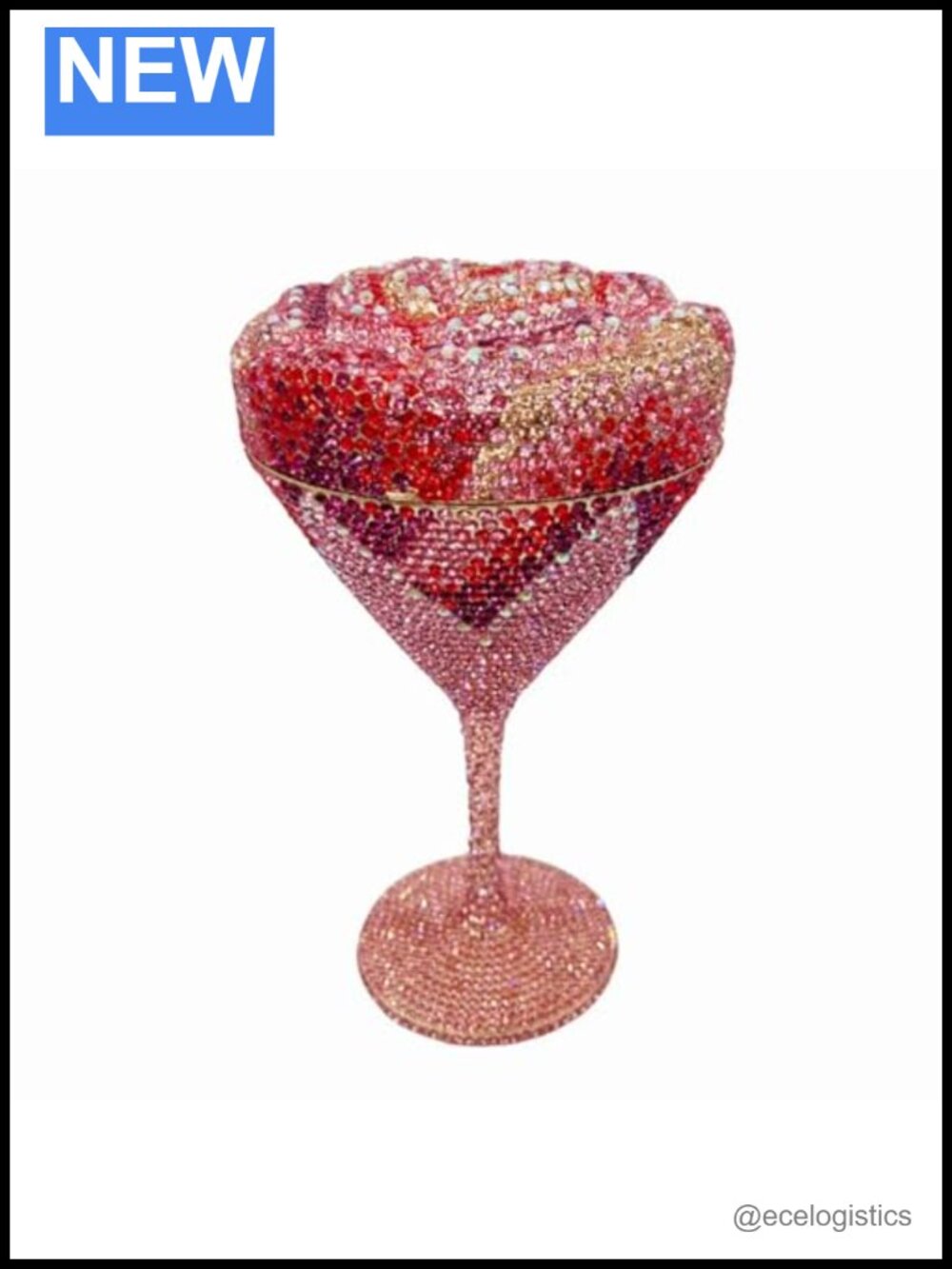 Rhinestone Goblet Shaped Clutch Purse with Chain Strap Prom Evening Bag